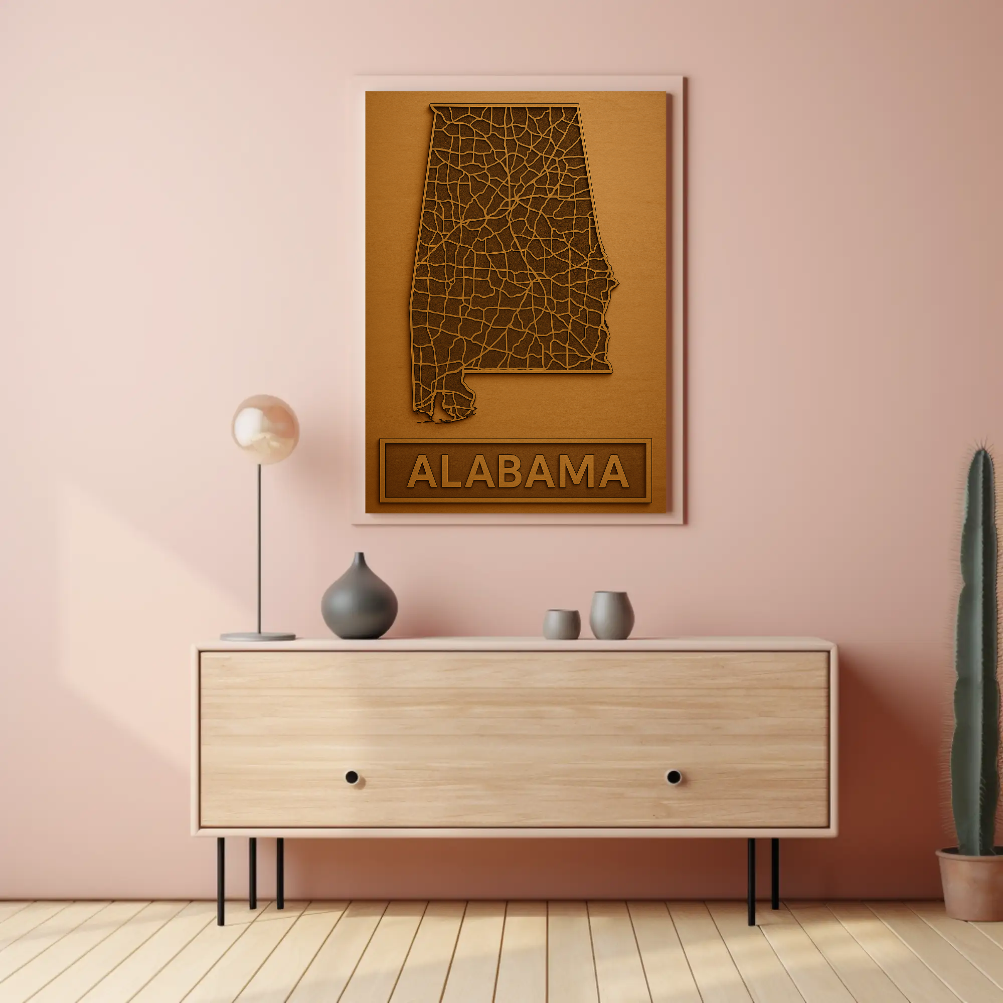 Alabama State Map Artistry Abstract Poster PosterGoat