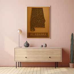 Alabama State Map Artistry Abstract Poster PosterGoat