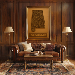 Alabama State Map Artistry Abstract Poster PosterGoat