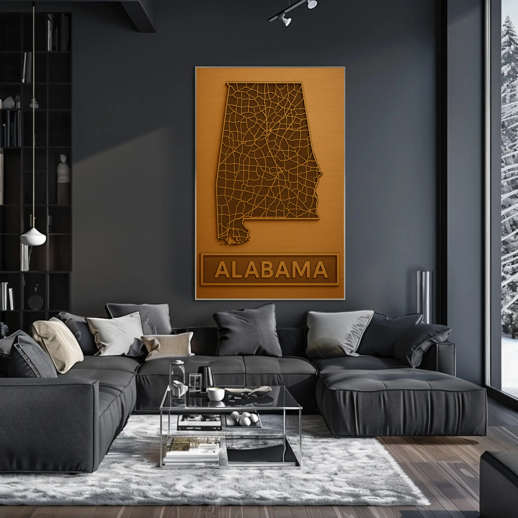 Alabama State Map Artistry Abstract Poster PosterGoat