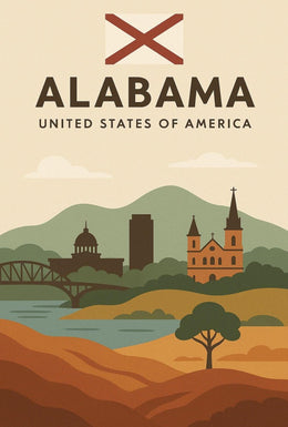 Alabama Travel Poster: Vintage Style USA Scenic Print PosterGoat