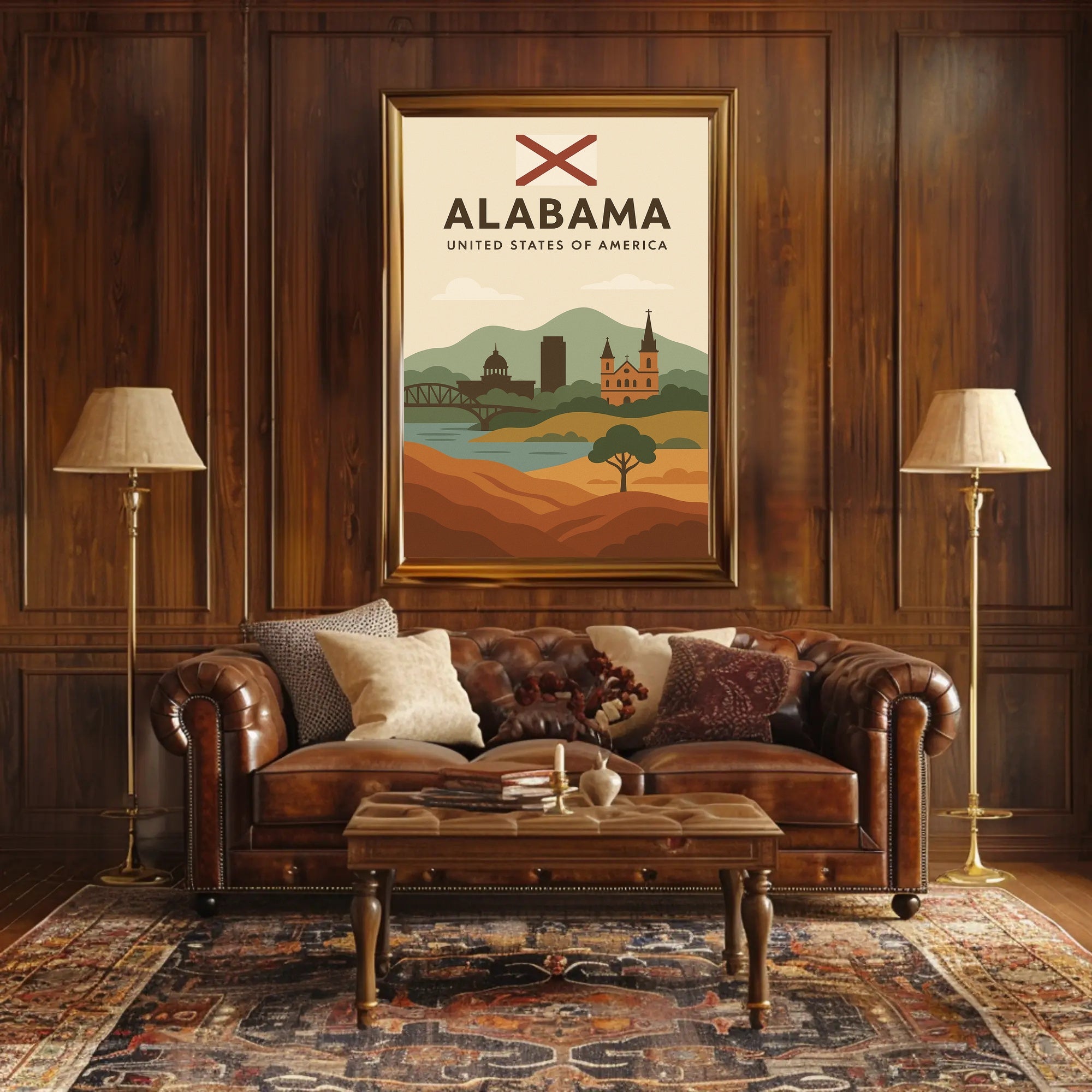 Alabama Travel Poster: Vintage Style USA Scenic Print PosterGoat