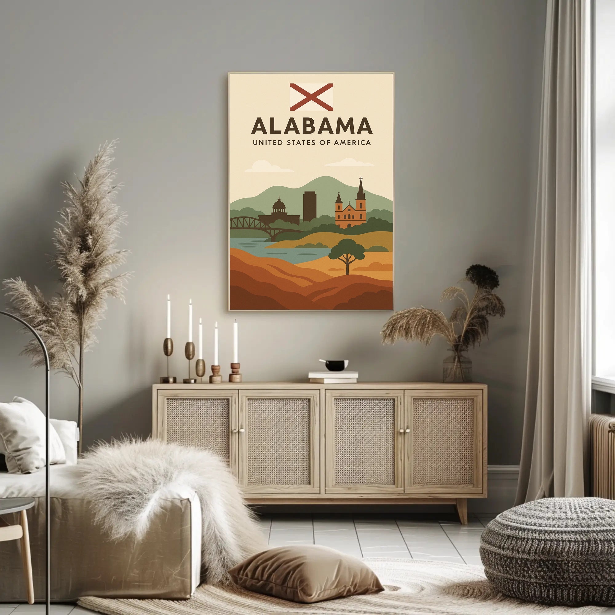 Alabama Travel Poster: Vintage Style USA Scenic Print PosterGoat