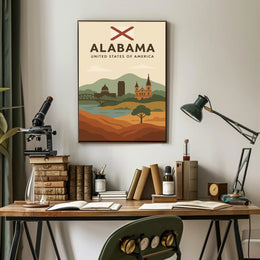 Alabama Travel Poster: Vintage Style USA Scenic Print PosterGoat