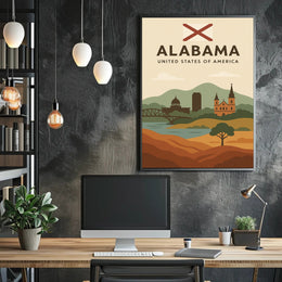 Alabama Travel Poster: Vintage Style USA Scenic Print PosterGoat