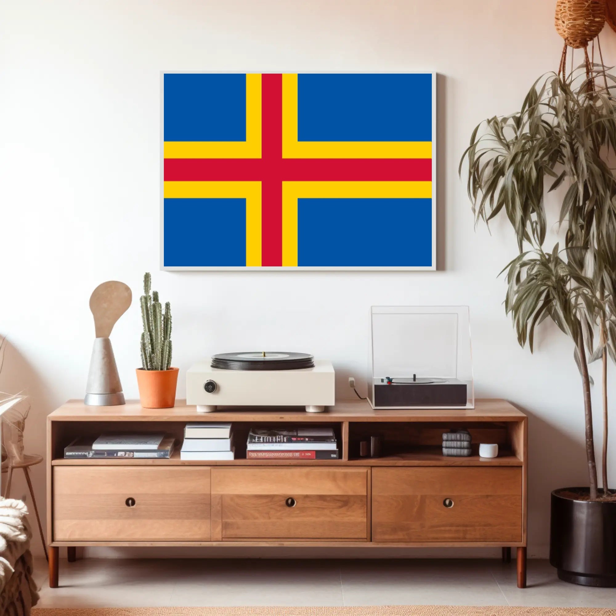 Åland Flag Art: Celebrate Finnish Region with Country Flag Poster PosterGoat