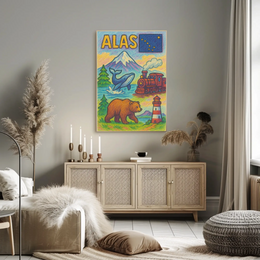 Alaska's Natural Wonders Vibrant Artistic Travel Poster PosterGoat