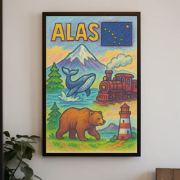 Alaska's Natural Wonders Vibrant Artistic Travel Poster PosterGoat