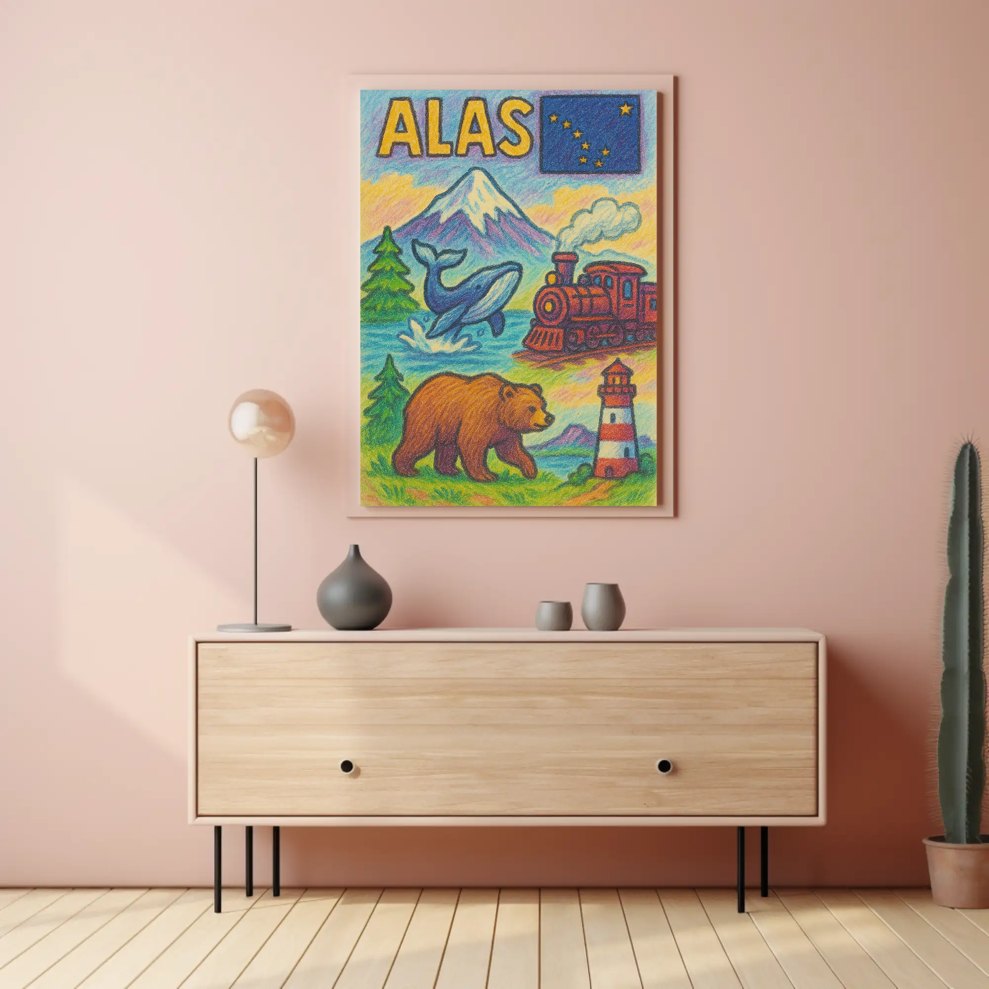 Alaska's Natural Wonders Vibrant Artistic Travel Poster PosterGoat