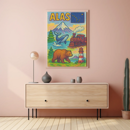 Alaska's Natural Wonders Vibrant Artistic Travel Poster PosterGoat