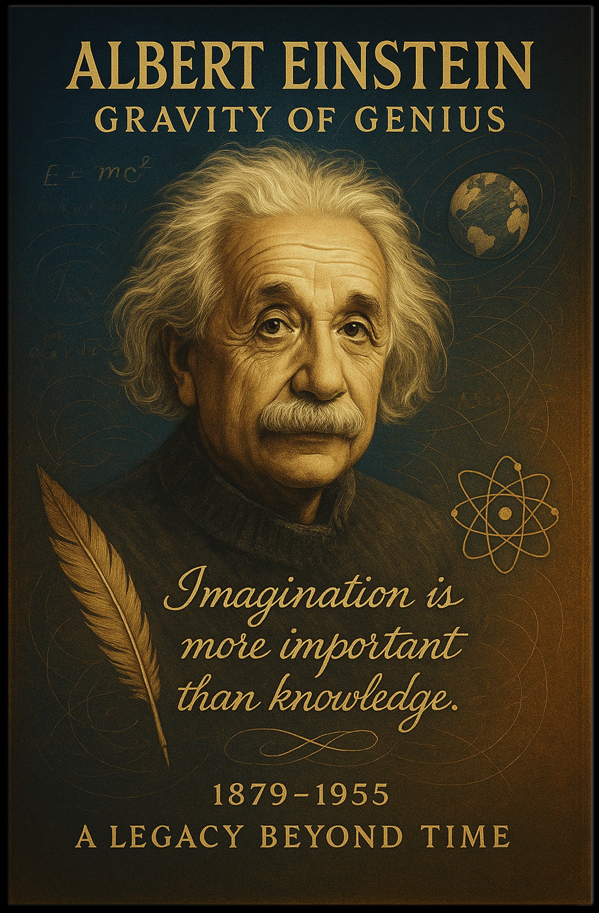 Albert Einstein Gravity of Genius Poster PosterGoat