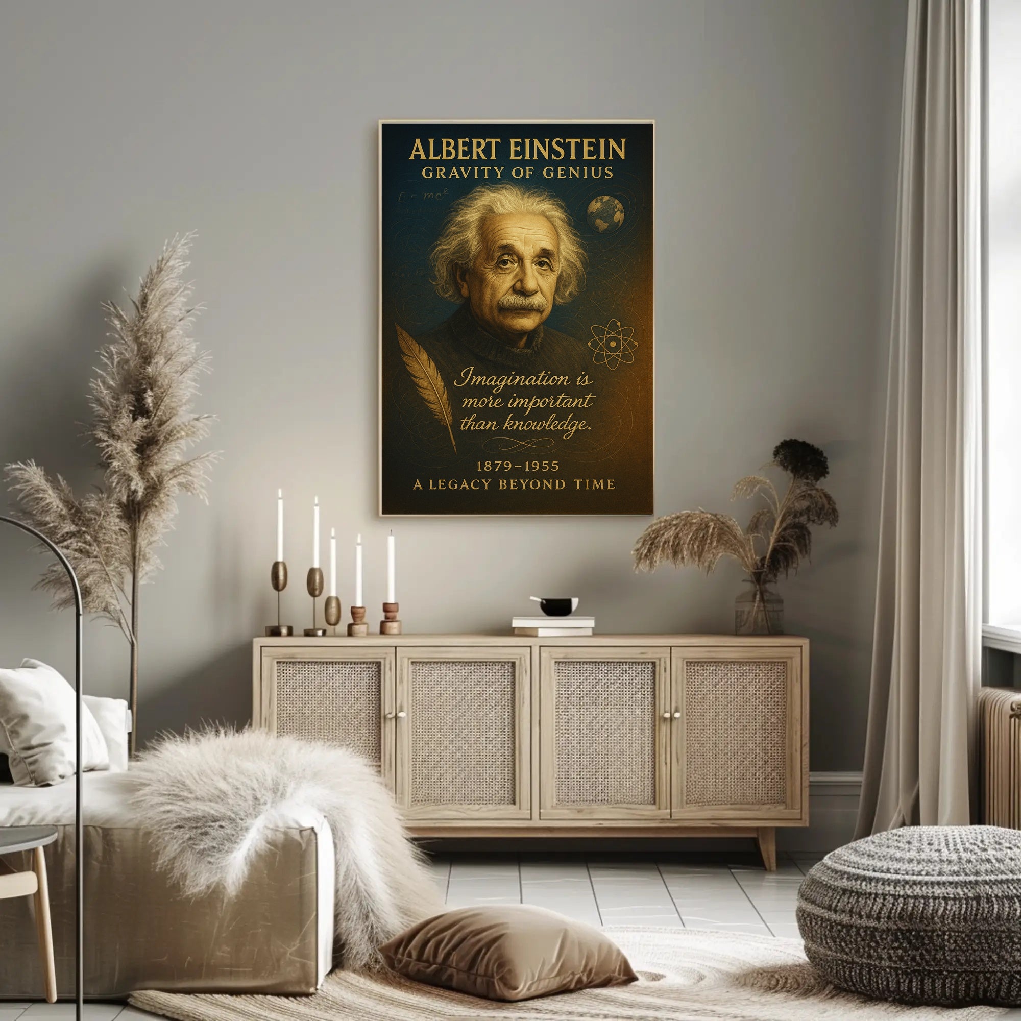 Albert Einstein Gravity of Genius Poster PosterGoat