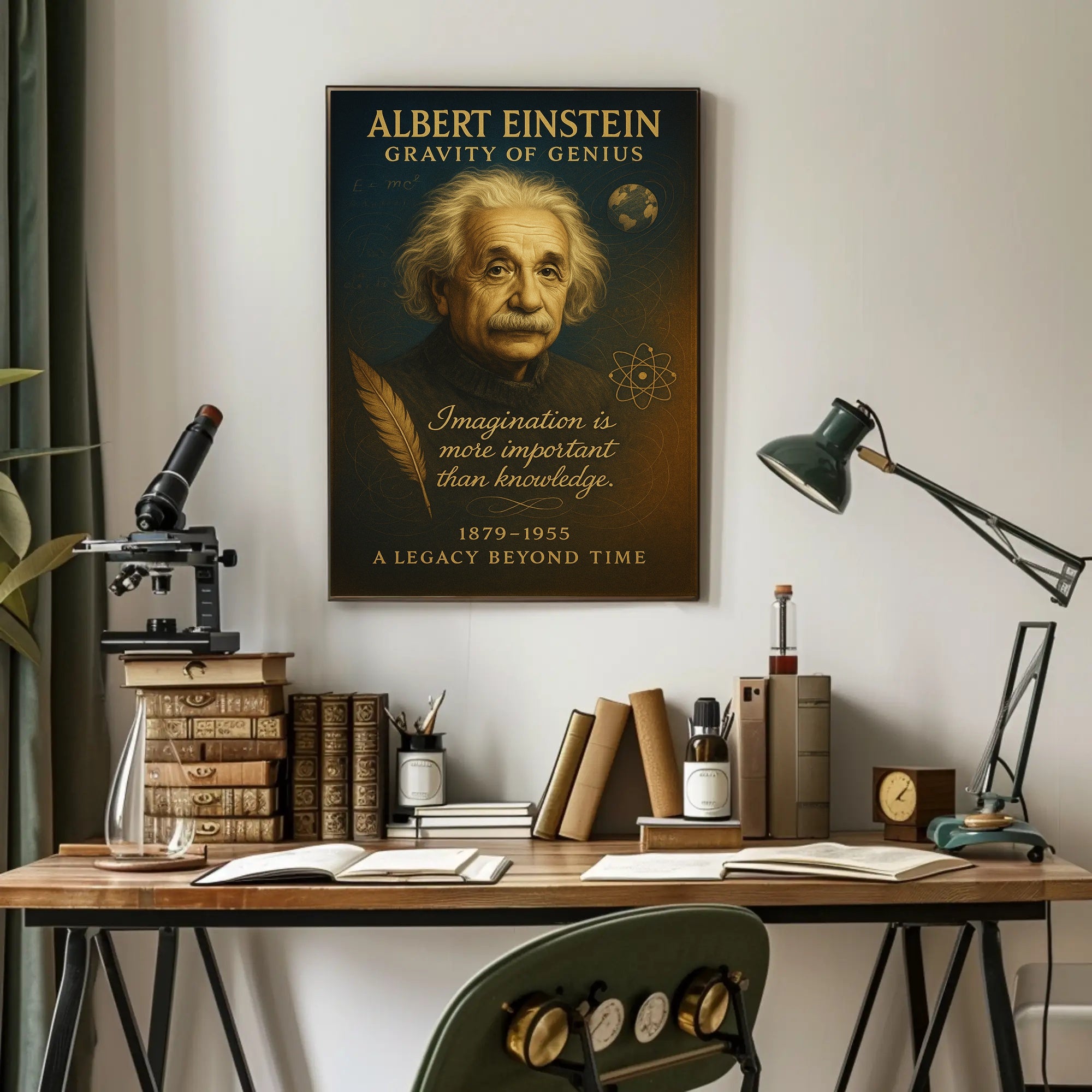 Albert Einstein Gravity of Genius Poster PosterGoat