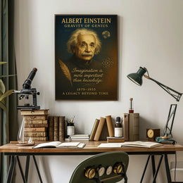 Albert Einstein Gravity of Genius Poster PosterGoat