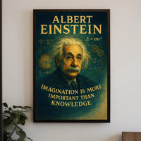 Albert Einstein Imagination Over Knowledge Poster PosterGoat