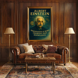Albert Einstein Imagination Over Knowledge Poster PosterGoat