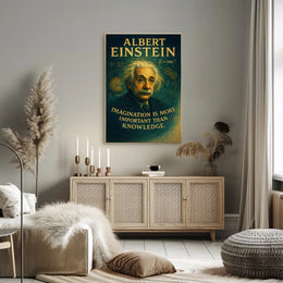 Albert Einstein Imagination Over Knowledge Poster PosterGoat