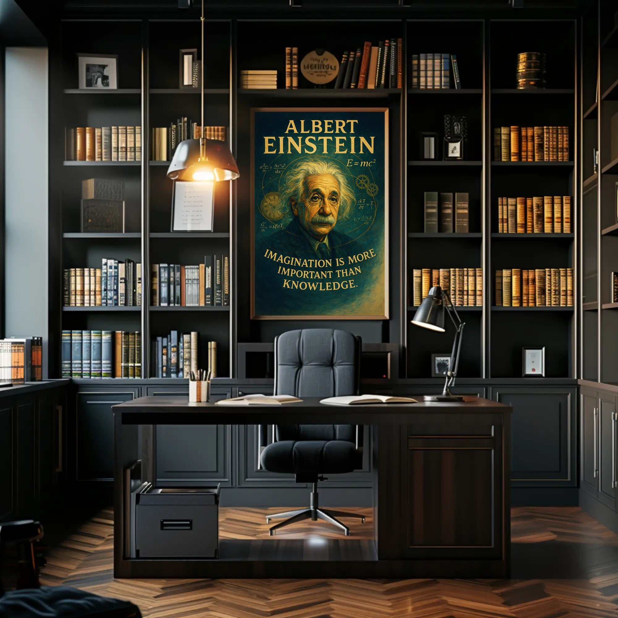 Albert Einstein Imagination Over Knowledge Poster PosterGoat