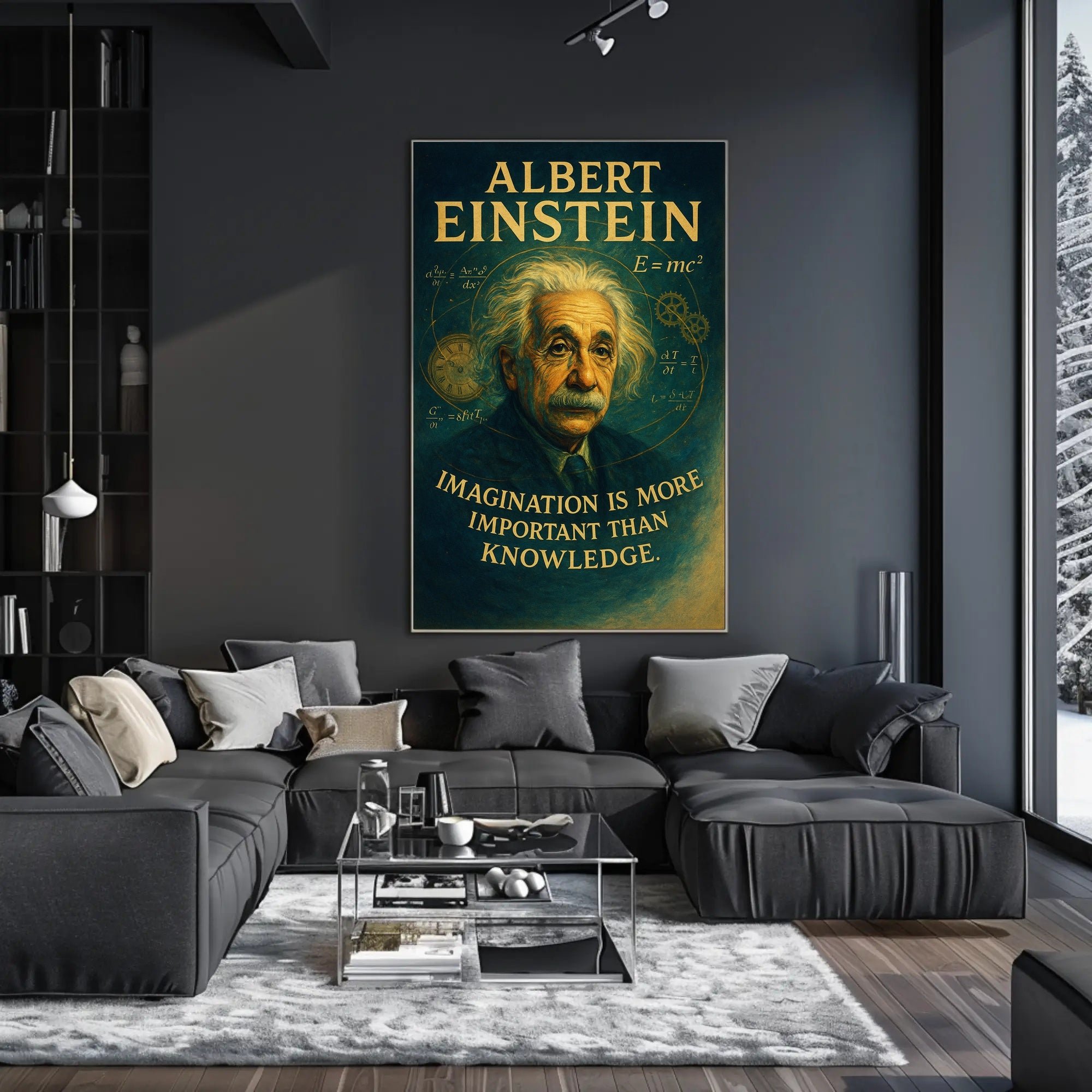 Albert Einstein Imagination Over Knowledge Poster PosterGoat