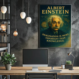 Albert Einstein Imagination Over Knowledge Poster PosterGoat