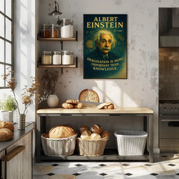 Albert Einstein Imagination Over Knowledge Poster PosterGoat