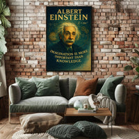 Albert Einstein Imagination Over Knowledge Poster PosterGoat