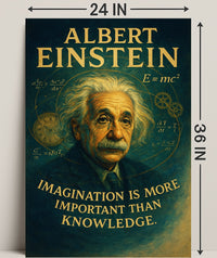 Albert Einstein Imagination Over Knowledge Poster PosterGoat