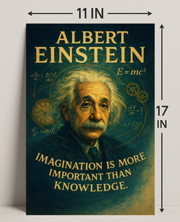 Albert Einstein Imagination Over Knowledge Poster PosterGoat
