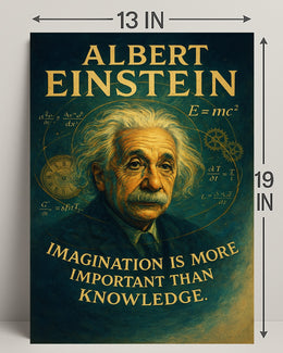 Albert Einstein Imagination Over Knowledge Poster PosterGoat