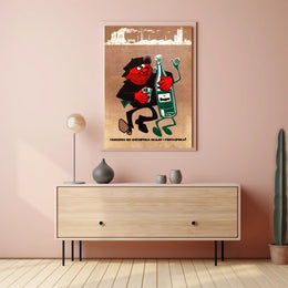 Alcohol Satire in Soviet Style Political or Propaganda Poster PosterGoat