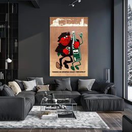 Alcohol Satire in Soviet Style Political or Propaganda Poster PosterGoat