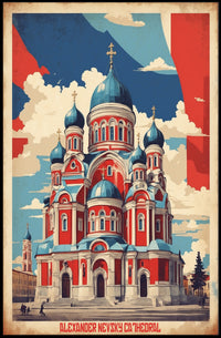 Alexander Nevsky Cathedral Vintage Poster PosterGoat