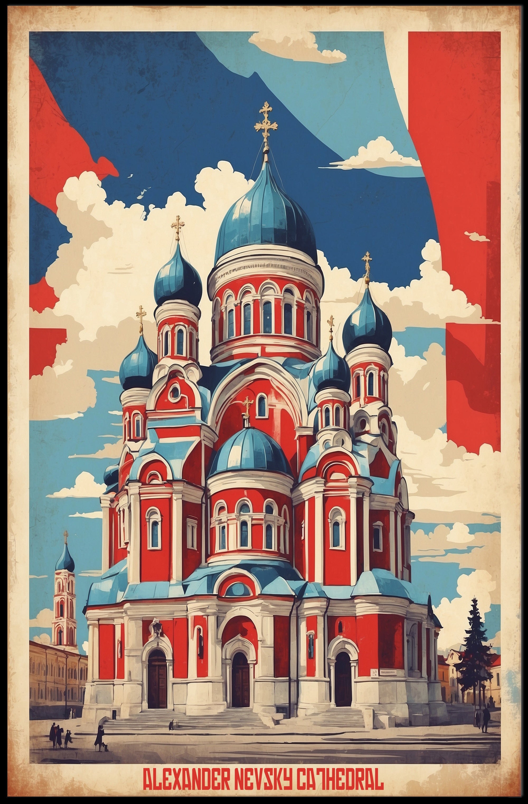 Alexander Nevsky Cathedral Vintage Poster PosterGoat