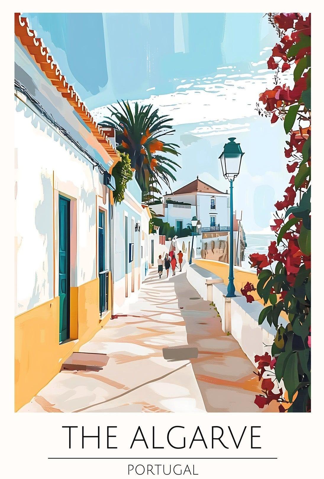 Algarve Coastal Scene Modern Digital Illustration Travel Poster PosterGoat