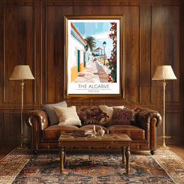 Algarve Coastal Scene Modern Digital Illustration Travel Poster PosterGoat