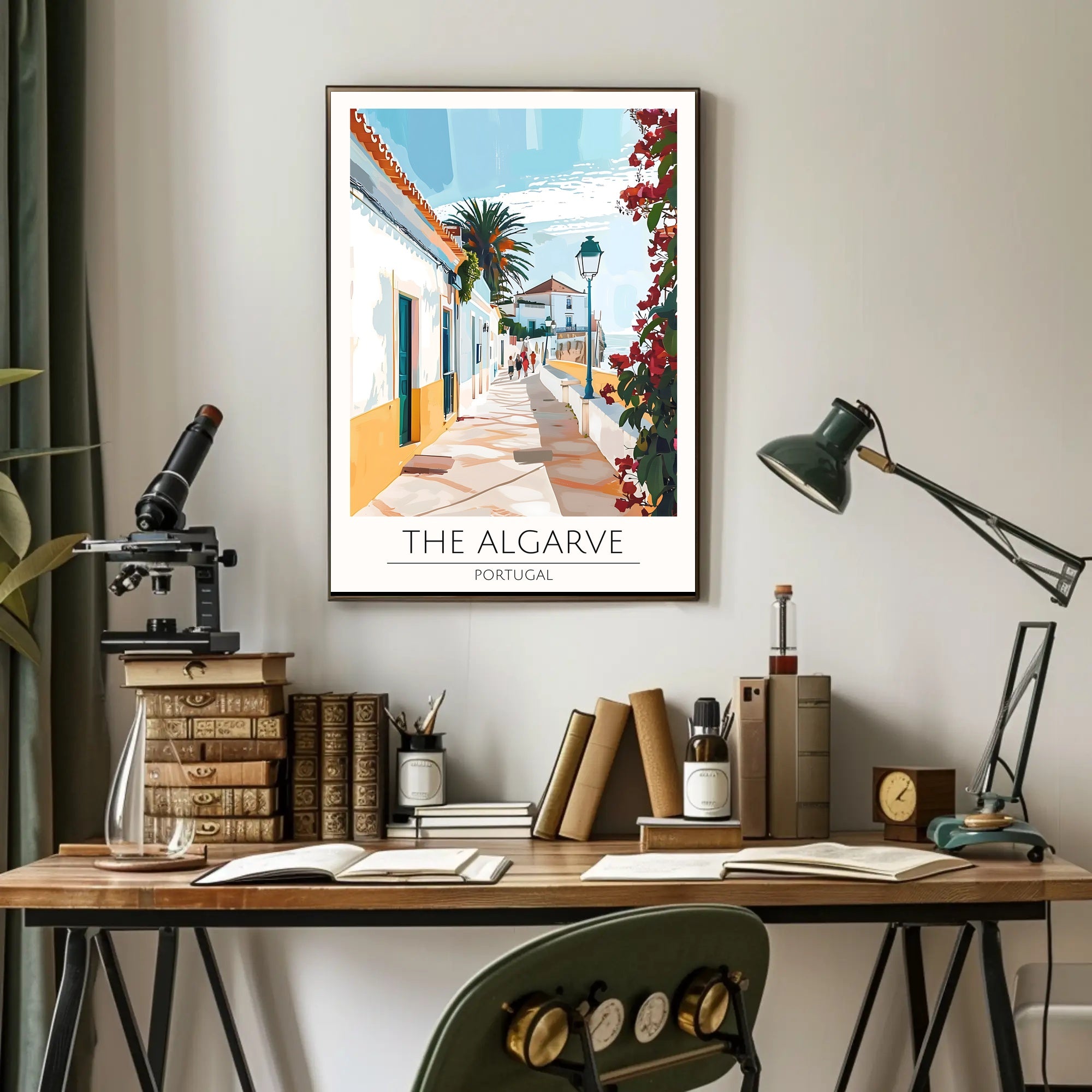 Algarve Coastal Scene Modern Digital Illustration Travel Poster PosterGoat