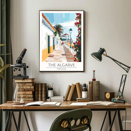 Algarve Coastal Scene Modern Digital Illustration Travel Poster PosterGoat