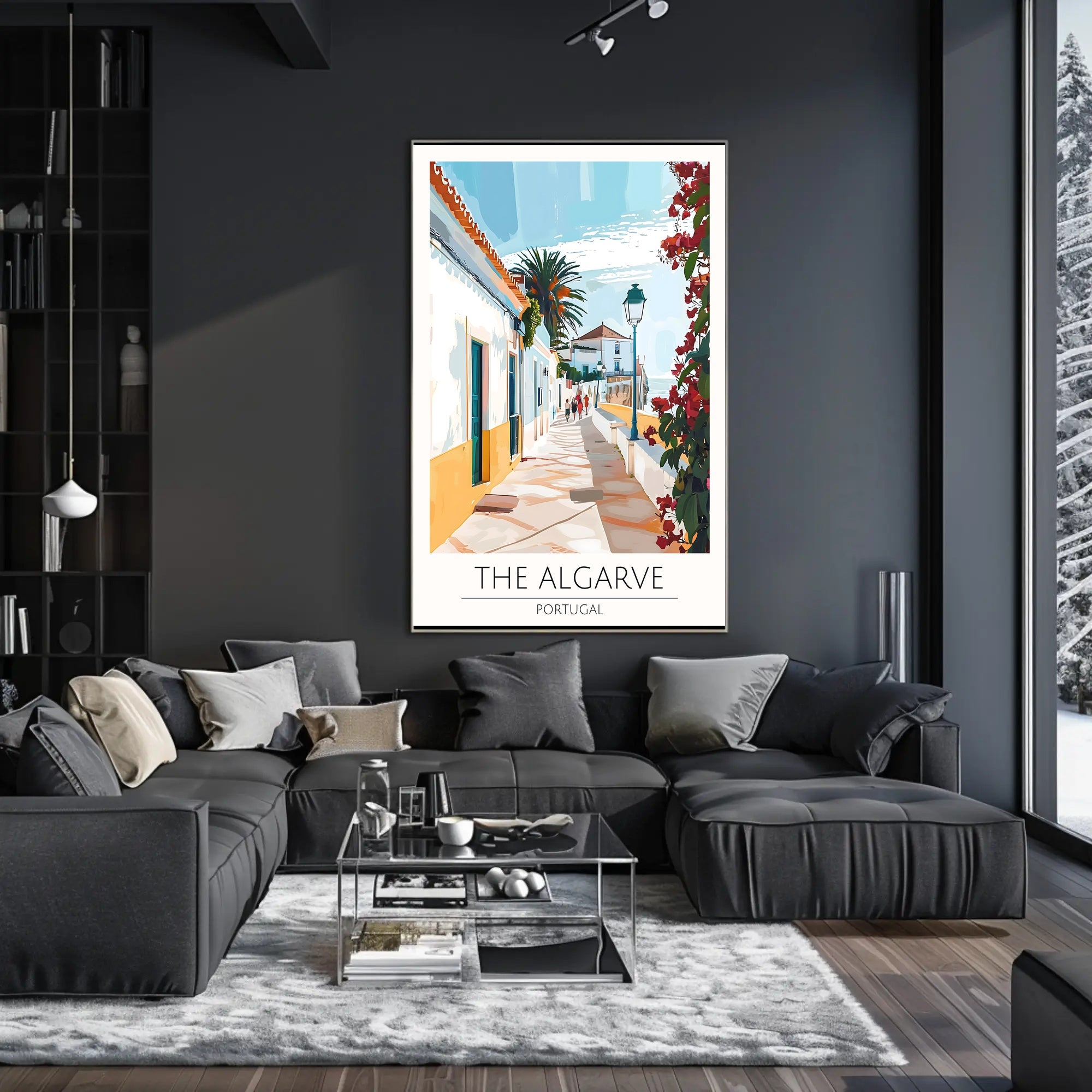 Algarve Coastal Scene Modern Digital Illustration Travel Poster PosterGoat