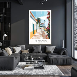 Algarve Coastal Scene Modern Digital Illustration Travel Poster PosterGoat