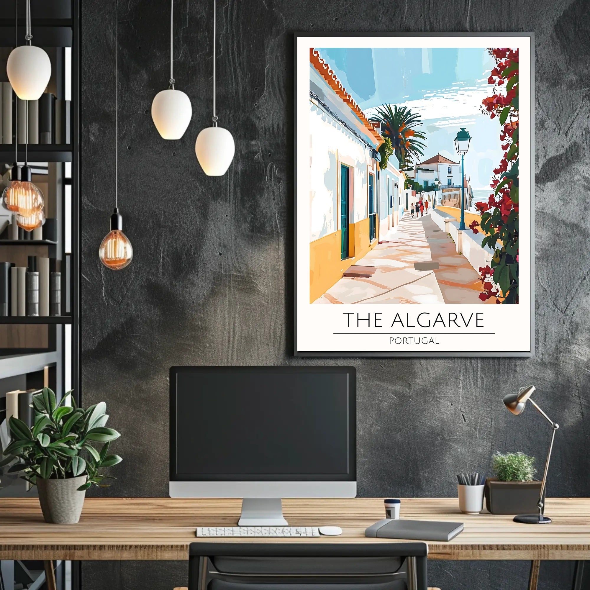 Algarve Coastal Scene Modern Digital Illustration Travel Poster PosterGoat