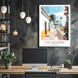 Algarve Coastal Scene Modern Digital Illustration Travel Poster PosterGoat