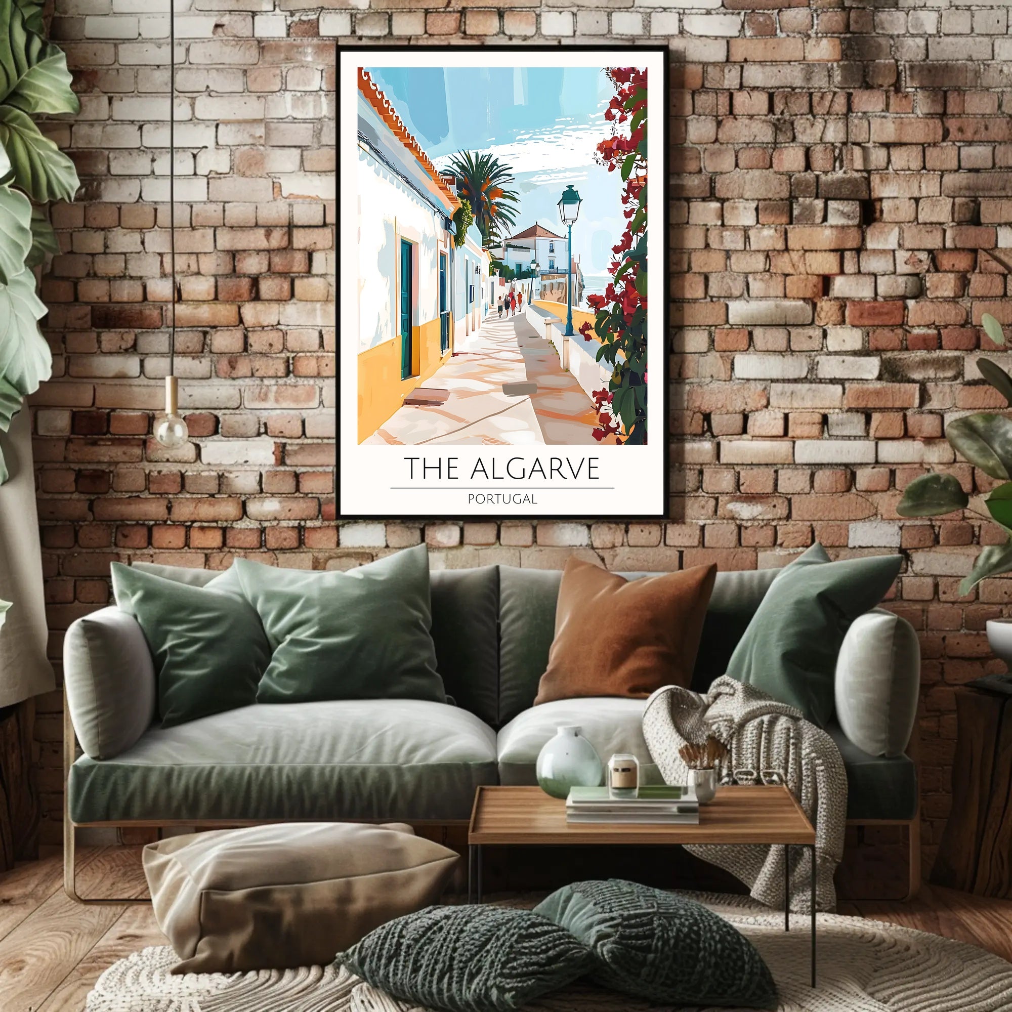 Algarve Coastal Scene Modern Digital Illustration Travel Poster PosterGoat