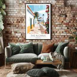 Algarve Coastal Scene Modern Digital Illustration Travel Poster PosterGoat