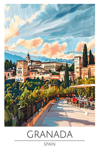 Alhambra Granada Travel Poster: Vibrant Scenic Architectural Art PosterGoat