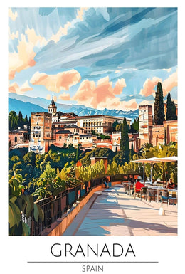Alhambra Granada Travel Poster: Vibrant Scenic Architectural Art PosterGoat