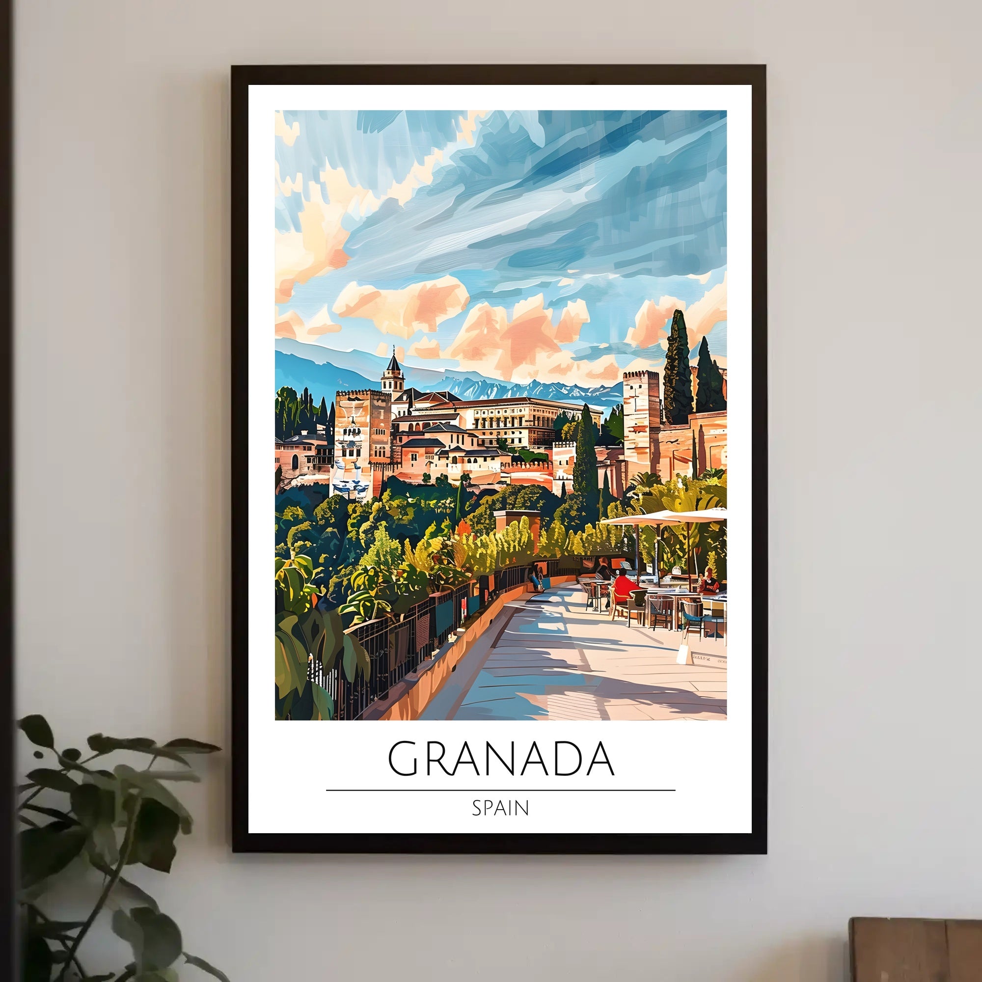 Alhambra Granada Travel Poster: Vibrant Scenic Architectural Art PosterGoat