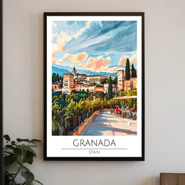 Alhambra Granada Travel Poster: Vibrant Scenic Architectural Art PosterGoat