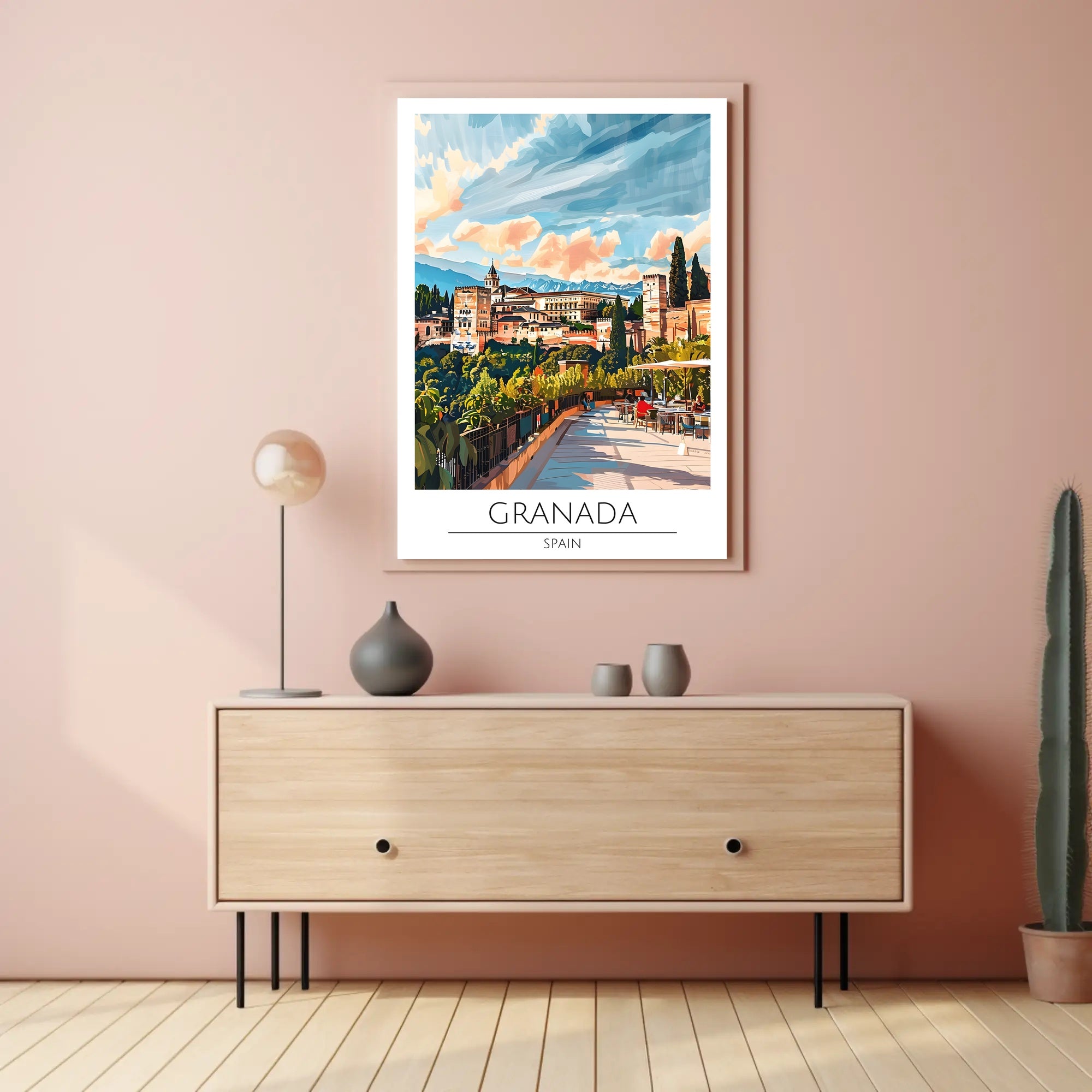 Alhambra Granada Travel Poster: Vibrant Scenic Architectural Art PosterGoat