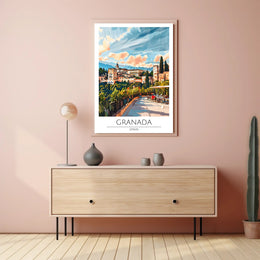 Alhambra Granada Travel Poster: Vibrant Scenic Architectural Art PosterGoat