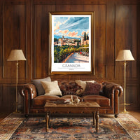 Alhambra Granada Travel Poster: Vibrant Scenic Architectural Art PosterGoat